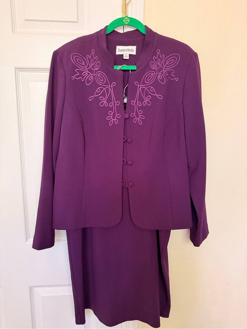 Danny & Nicole Violet Embroidered Two-Piece Skirt Suit